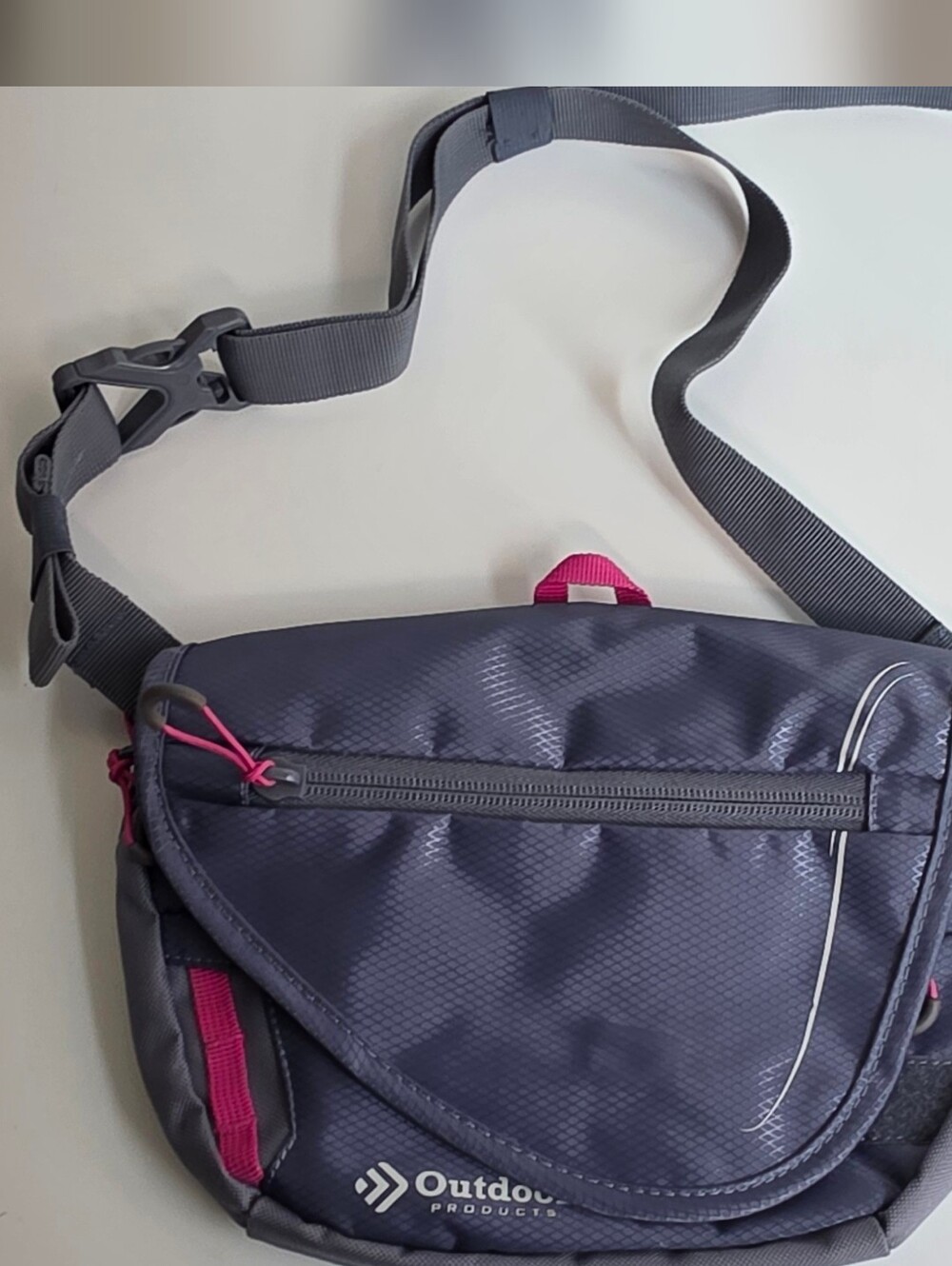 Outdoor Products Navy Crossbody Bag with Pink Accents